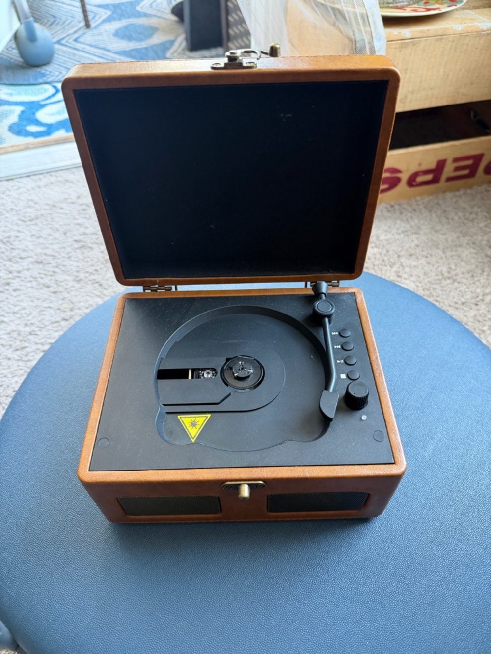 Vintage-Style Portable CD Turntable Player in Brown - Portable Audio & Video - Picture 2 of 8